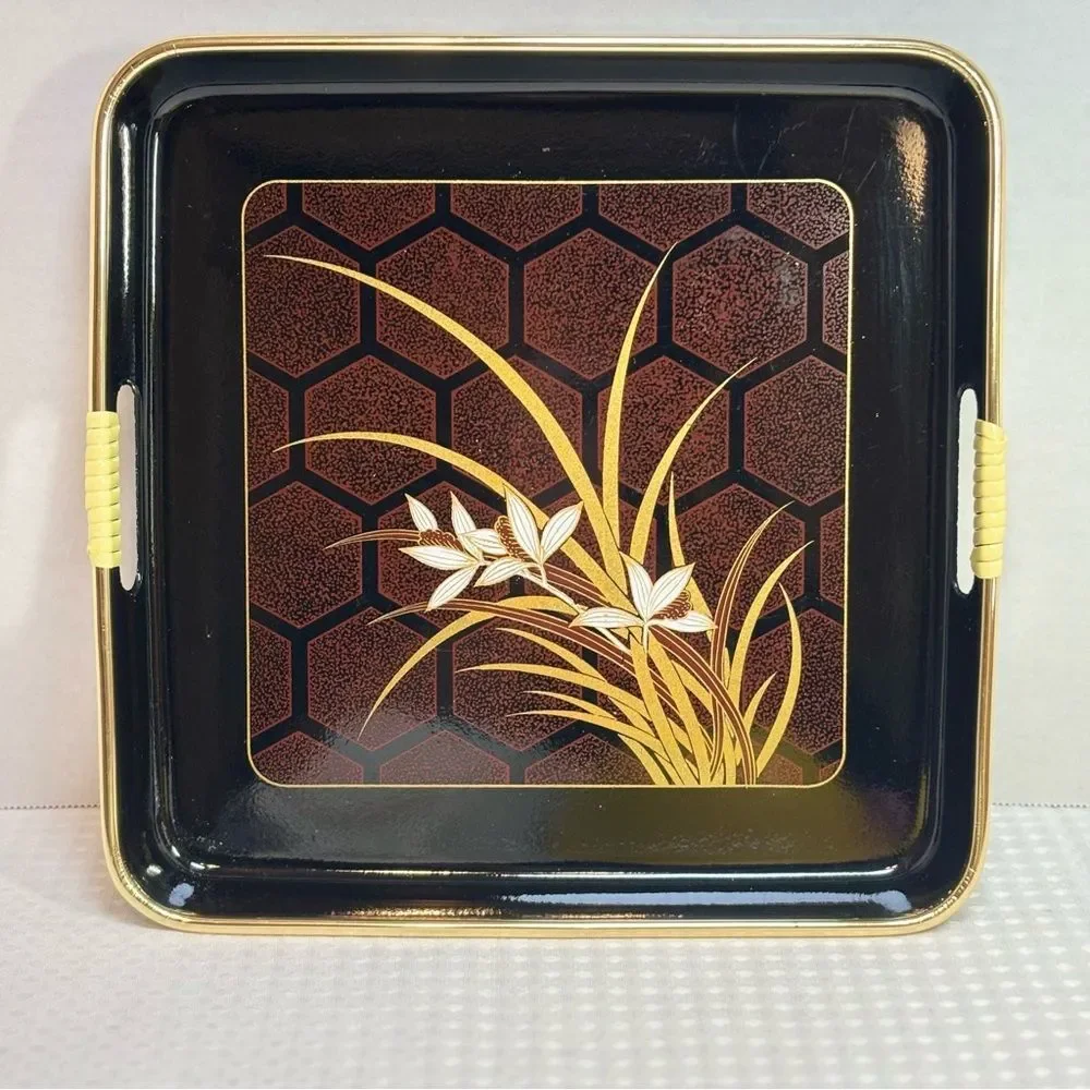 Vintage Himark Nishi Garden Hand Decorated Japanese Lacquerware Tray